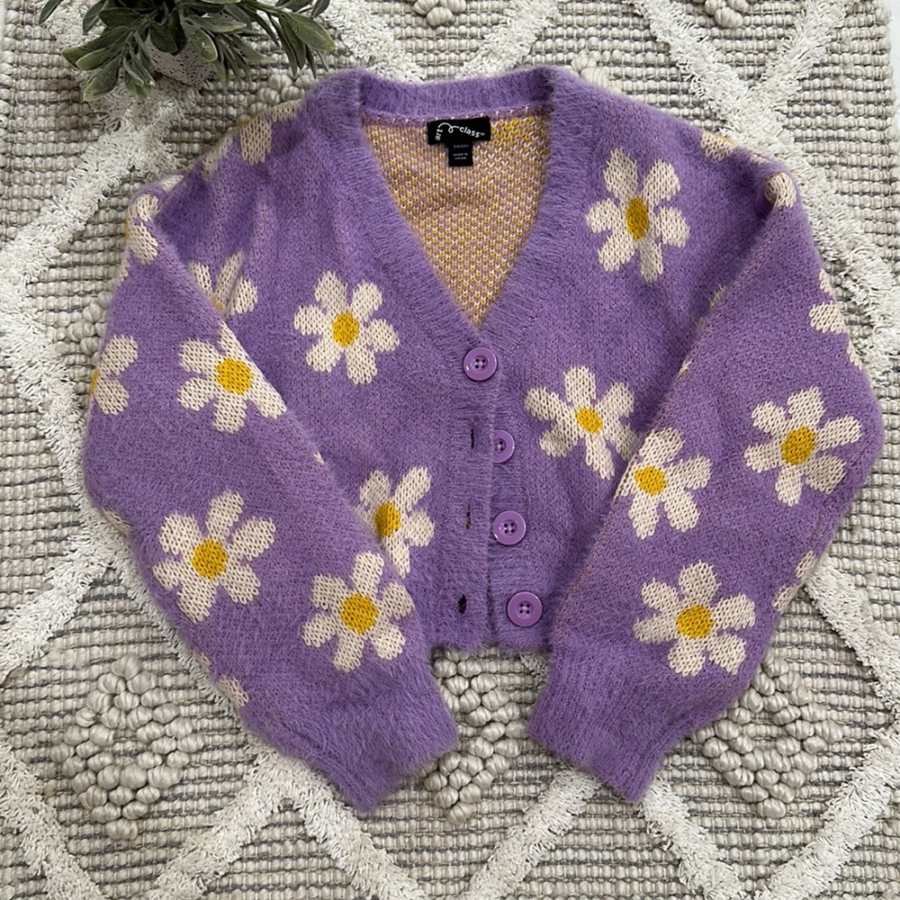 Purple daisy cardigan